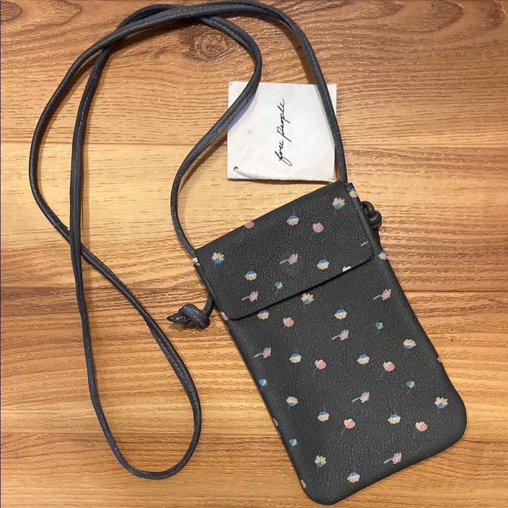 Free People Grey Floral Small Crossbody Phone Bag